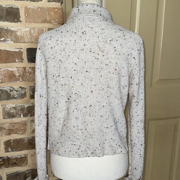 William Rast Cream Speckled Texture Sweater Split Collar Boxy Cotton Knit Sz S - Picture 6 of 12